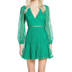 BARDOT Ruth Long Sleeve Mini Flare Dress